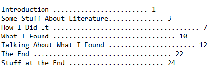 Bad Table of Contents Example